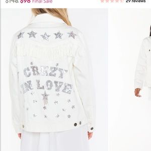 Crazy In Love White Denim Jacket Size Medium